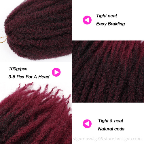 Vigorous Crochet Braids Hair Synthetic Marley Braiding Hair Afro Kinky Hair Extensions for Black Women 18 inch Ombre Braid
